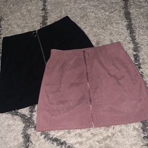 2 thin corduroy like skirts w/full zipper